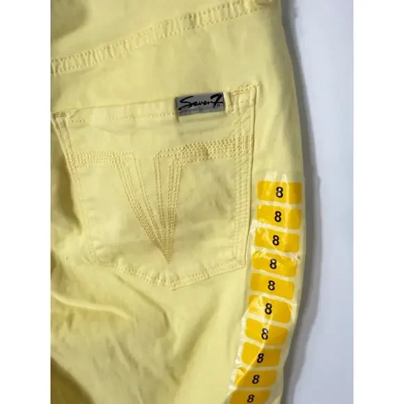 NEW Seven for all Mankind  Sz 8 Yellow Ankle Crop Pants NWT Womens - Picture 5 of 5